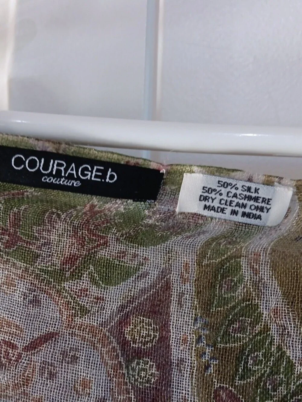 COURAGE.B Couture Silk Cashmere Paisley Scarf Shawl Wrap